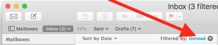 outlook for mac shows 1 unread message